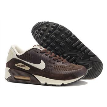 Nike Air Max 90 Hyperfuse Unisex Brown White Running Shoes Reduced